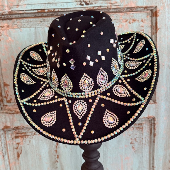 Black Rhinestone Cowboy Hat – Sparkle Western Festival Rodeo Glam ✨? NWT New main image 13